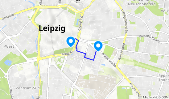 Kartenausschnitt Neues Gewandhaus zu Leipzig